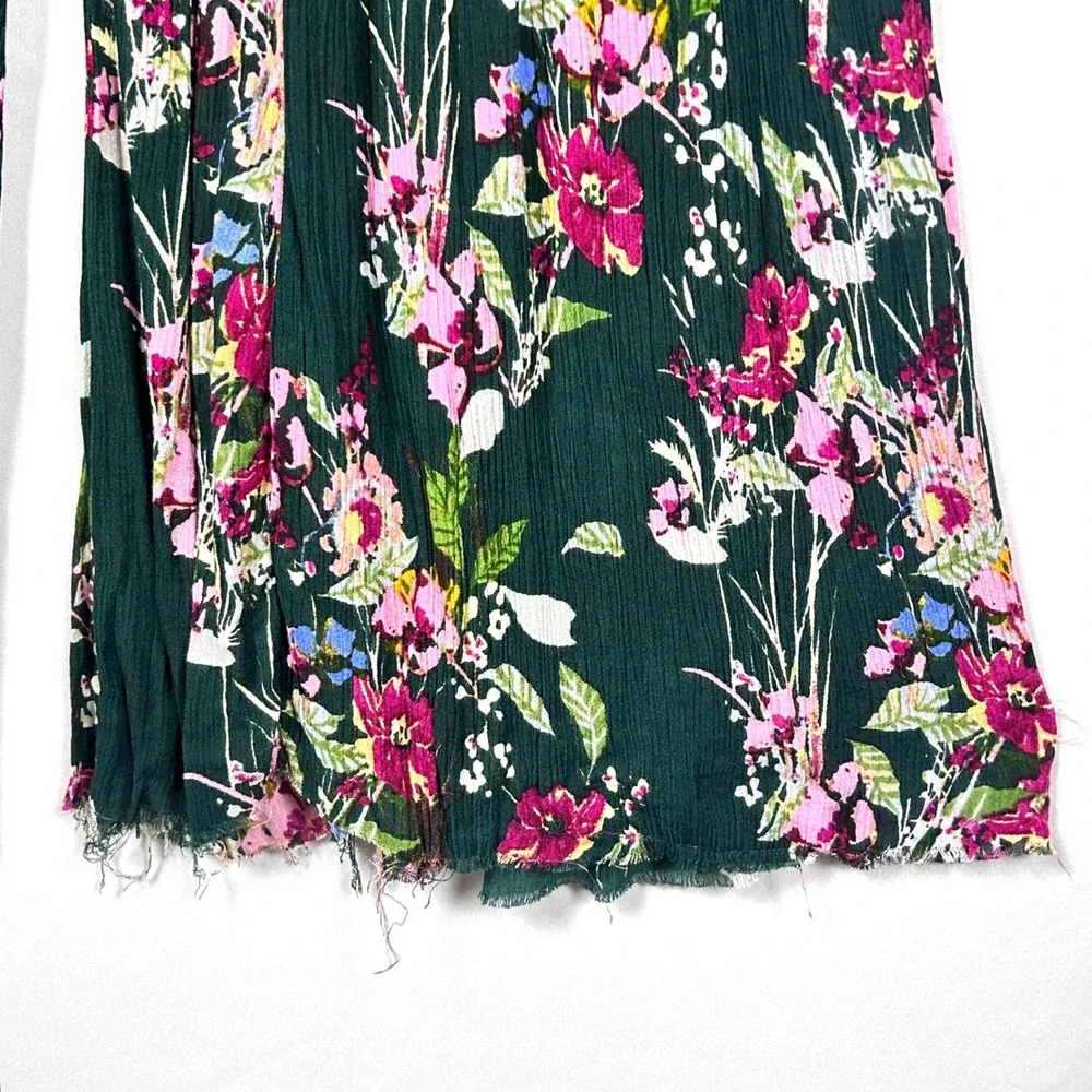 Free People FP One Floral Wide Leg Pants Green Womens Small Boho Gauze Palazzo
